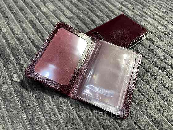 Бордова шкіряна обкладинка для ID-паспорта та документів ST Leather Київ