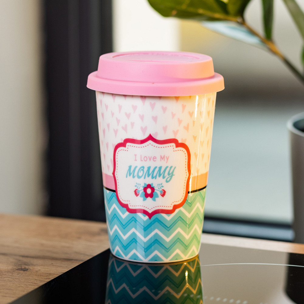 Стакан фарфоровый 420 мл с силиконовой крышкой I love my mommy RX-N240288LM Киев - изображение 3