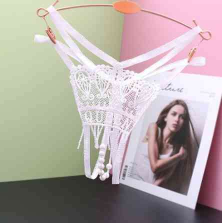 Трусики з перлами білі - розмір універсальний, резинка до 102см Київ