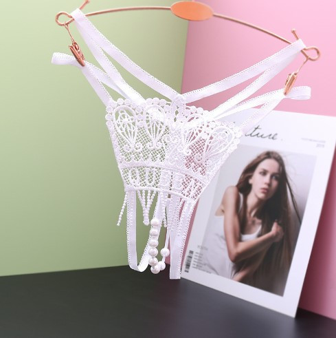 Трусики з перлами білі - розмір універсальний, резинка до 102см Київ - фото 1