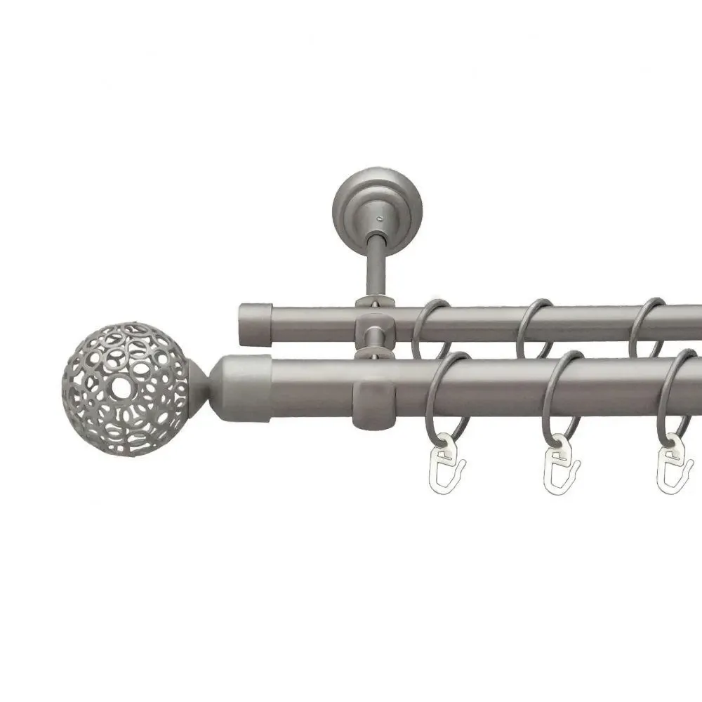 Карниз Orvit Савона металевий дворядний відкритий гладка труба кільце металеве Сатин 25\16 мм 200 см (6353188) Львів - фото 1