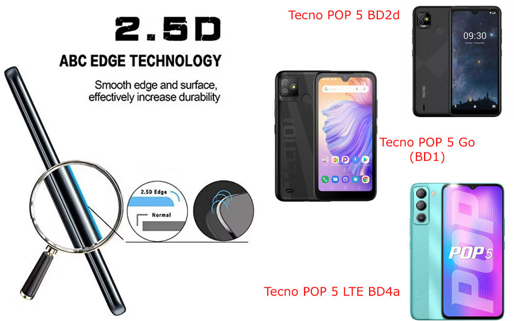 Захисне скло ArmorGlass для Tecno POP 5 BD2d, POP 5 Go (BD1), POP 5 LTE BD4a – стійке до подряпин та ударів Київ - фото 2