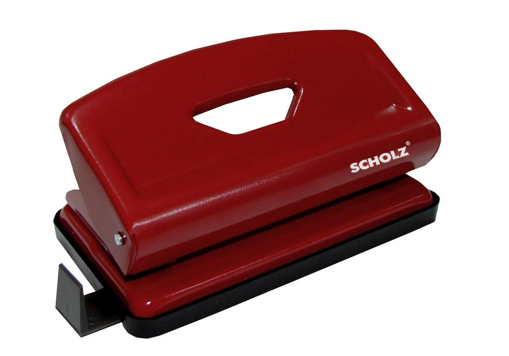 Діркопробивач металевий 12 арк. "Scholz" з лінійкою 8 см. червоний, 4316-01SCH, шт Київ - фото 1