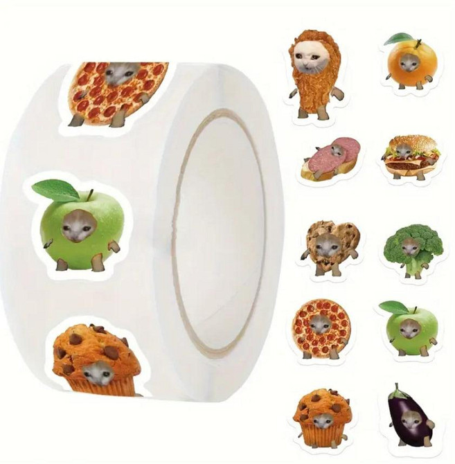 Наклейки Стікери Коти - Водонепроникні Вінілові Естетичні Наклейки з Котами для Пляшки Води, Комп'ют Київ - фото 1