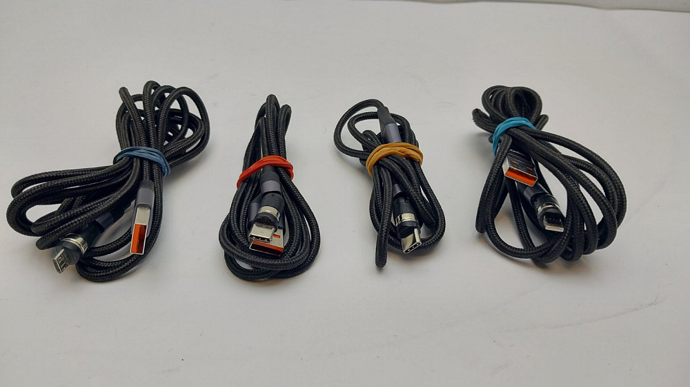 Набір магнітних зарядних кабелів Drtopey Type - C, Micro USB, Lightning 4шт (товар вживаний) Луцьк - фото 1