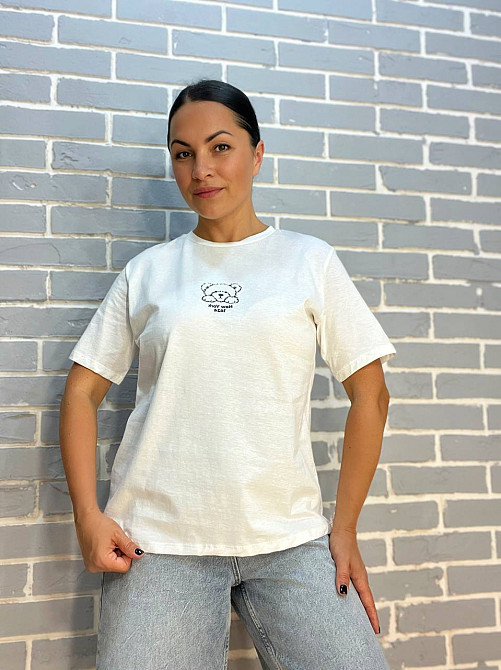 Футболка жіноча Pepper&mint AF24-23 принт ведмедик попереду біла, білий, L Київ - фото 9