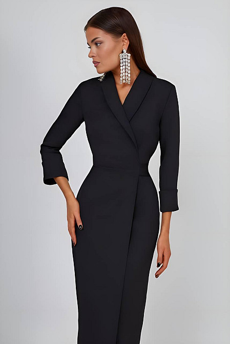 Жіноча стримана сукня-піджак костюмка Чорний Одеса - фото 6