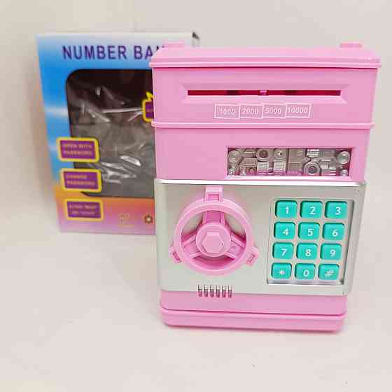 Электронная копилка сейф банкомат для детей с PIN-кодом, автоматический прием банкнот и монет Pink PW-90 Львів