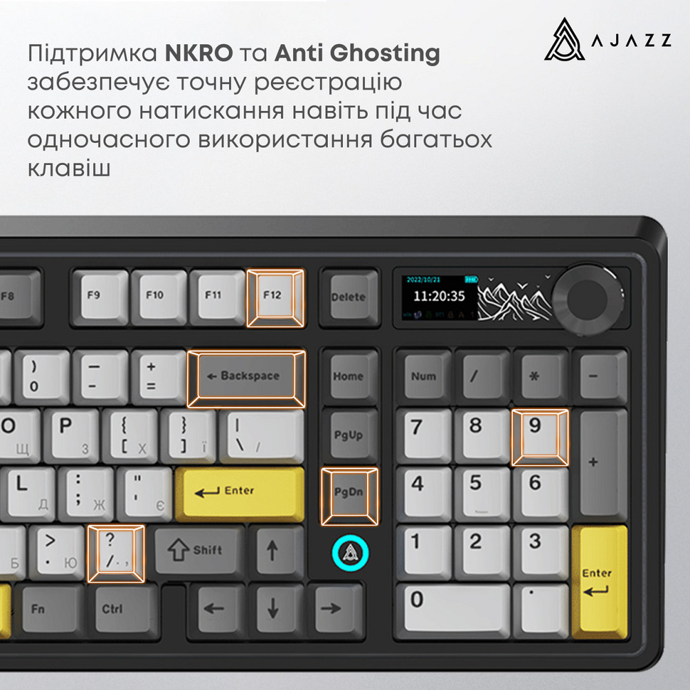 Клавіатура бездротова Ajazz AK980 V2 Maillard Switch Black (AK980-V2-M-BGY) ( 24042 ) Харьков - изображение 9