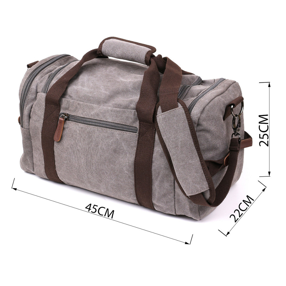 Дорожня сумка текстильна з кишенею Vintage 20191 Сіра Київ - фото 4