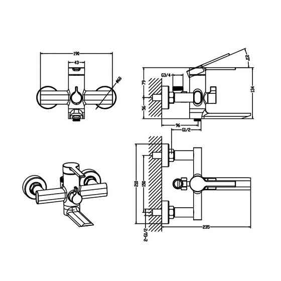 Душова колона зі змішувачем Mixxus Lord 009-J Graphite (Колір графіт) (MI7133) Київ