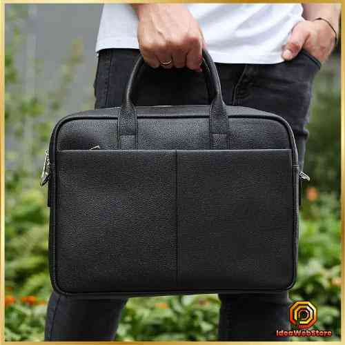 Ділова чоловіча шкіряна сумка-портфель для ноутбука і документів Горизонтальна шкіряна чоловіча сумка-портфель Київ