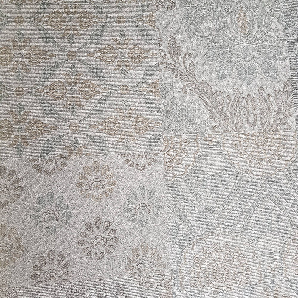 Шпалери метрові вінілові на флізелін Yuanlong Samsara східний стиль під килим блакитні срібло на білому 3д Київ - фото 3