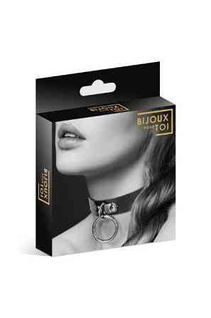 Чокер с кольцом для поводка Bijoux Pour Toi - FETISH Black, экокожа Sex Aura Киев