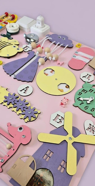 Бизиборд для дітей 50х60 Розвивальна дошка Бізіборд Методика Монтессорі для розвитку дрібної моторики Тернопіль - фото 9