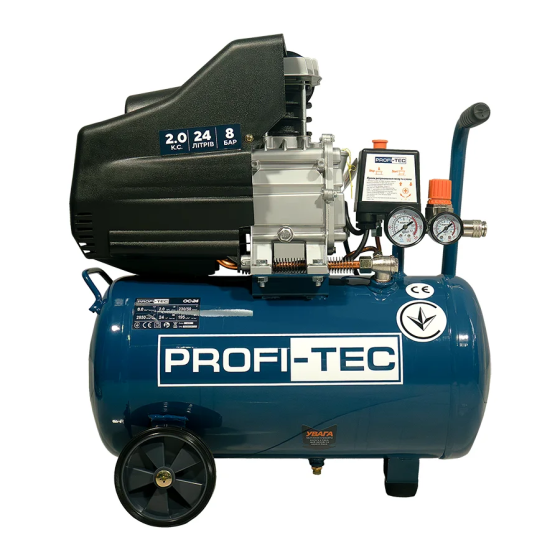 Потужний масляний компресор PROFI-TEC OC-24 (24 л, 1,5 кВт, 195 л/мин) 007818 Київ