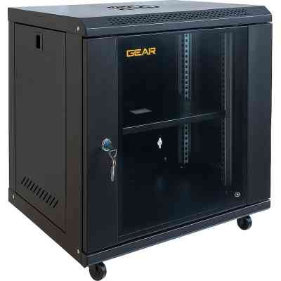 Шкаф настенный GEAR 12U 19" 600x450x650 мм, + полка 19", black (GWMSN-12U-600-450) Винница