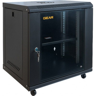 Шкаф настенный GEAR 12U 19" 600x450x650 мм, + полка 19", black (GWMSN-12U-600-450) Винница - изображение 1