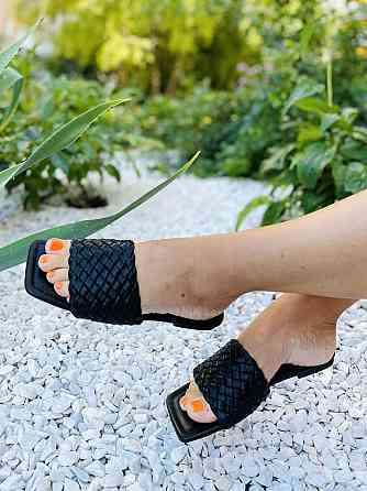 Seastar Модні шльопанці жіночі зі штучної шкіри чорні на низькому ходу SEASTAR T375P р. 36-41 Коломыя