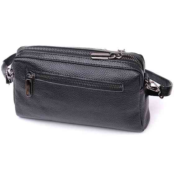 Жіноча сумка-клатч із м'якої натуральної шкіри Vintage 22375 Чорна Київ