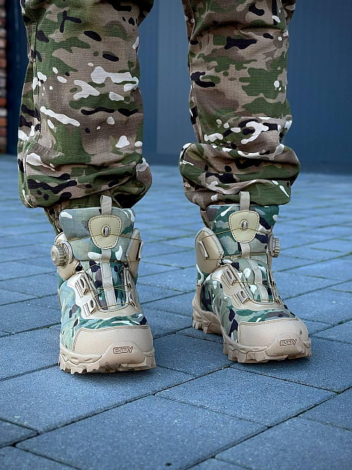 Чоловічі мультикам тактичні демісезонні черевики з автошнурком, міцне військове взуття весна-осінь Львів - фото 2