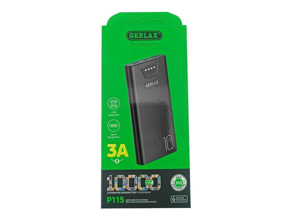 Power Bank 10000mAh P115 чорний ТМ Gerlax Київ - фото 1