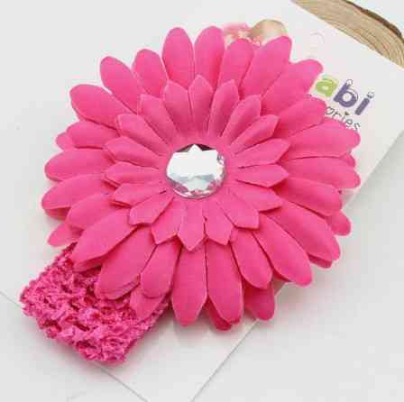 Малинова дитяча пов'язка з квіткою - розмір універсальний (на резинці), квітка 11см Київ