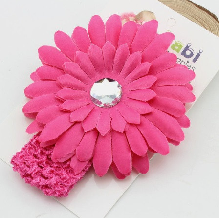 Малиновая детская повязка с цветком - размер универсальный (на резинке), цветок 11см Киев - изображение 1