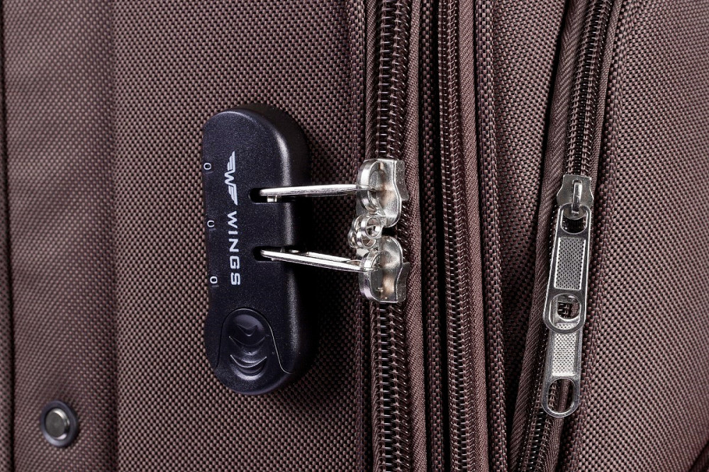 Чемодан WINGS маленький на 4-х колесах тканевый 55 см Коричневый Киев - изображение 2