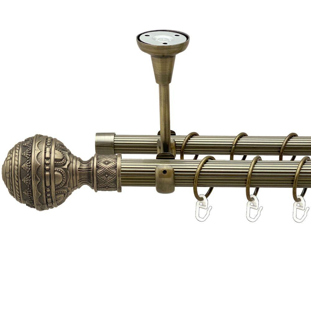 Карниз Orvit Арабеска металевий дворядний відкритий до стелі рифлена труба кільце металеве Антик 25\19 мм 160 см (00-00018813) Львів - фото 1