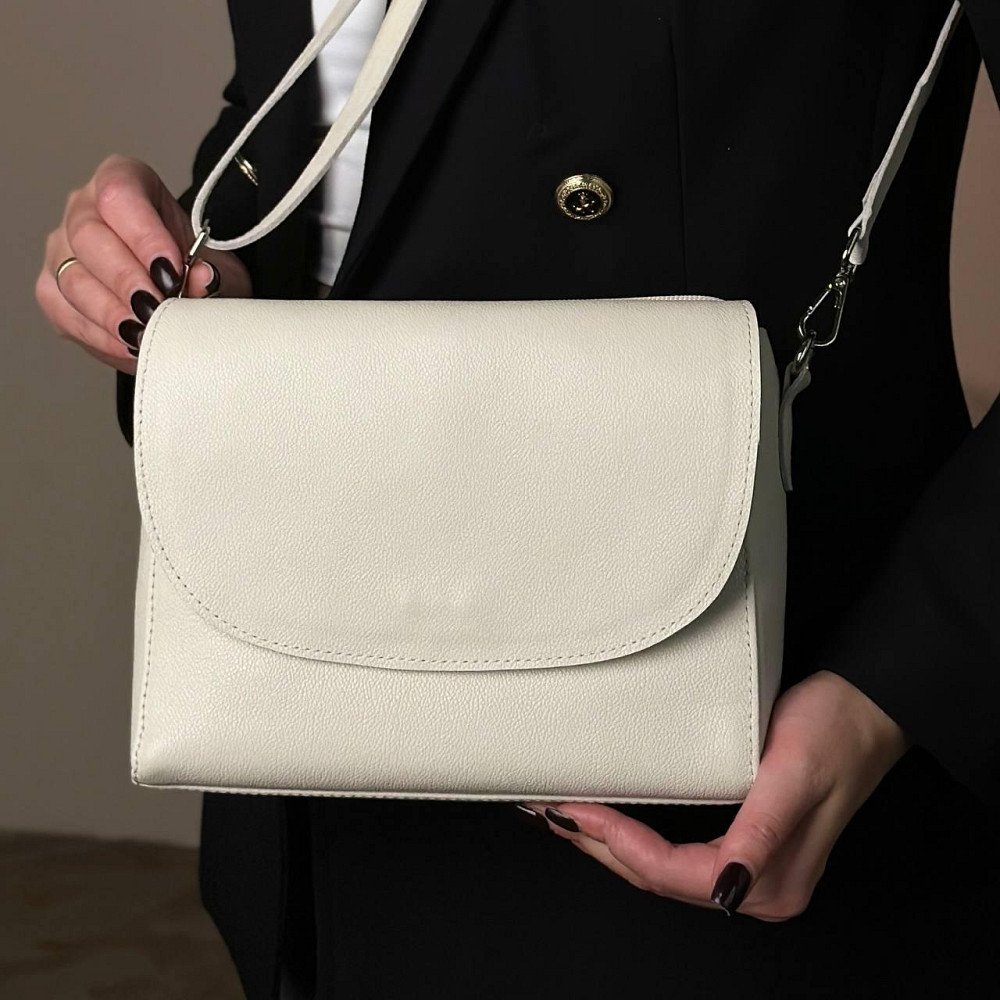 Жіноча сумочка, стильна сумка з натуральної шкіри, маленька бежова сумка клачMasterSem Київ - фото 1