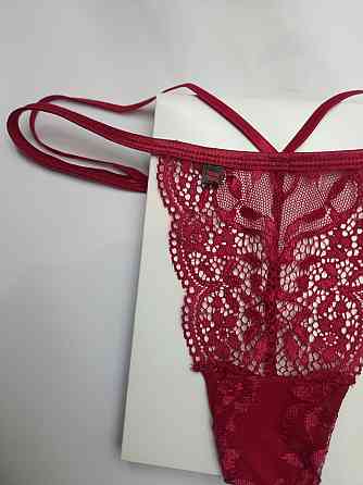 Жіночі мереживні трусики стрінги Obsessive Ivetta L-XL бордові Славута