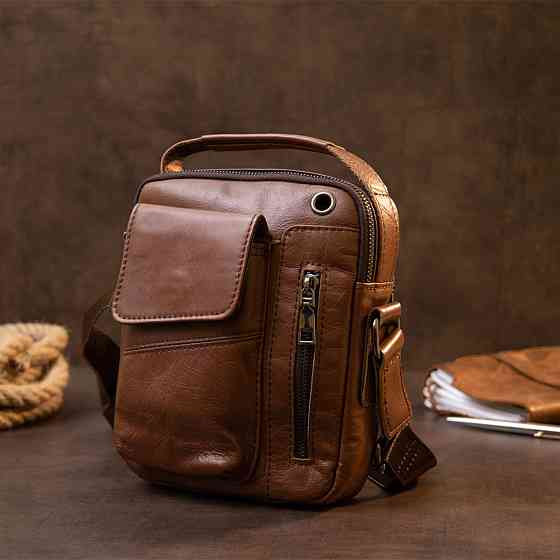 Мессенджер с отверстием для наушников мужской Vintage 20414 Коричневый Киев