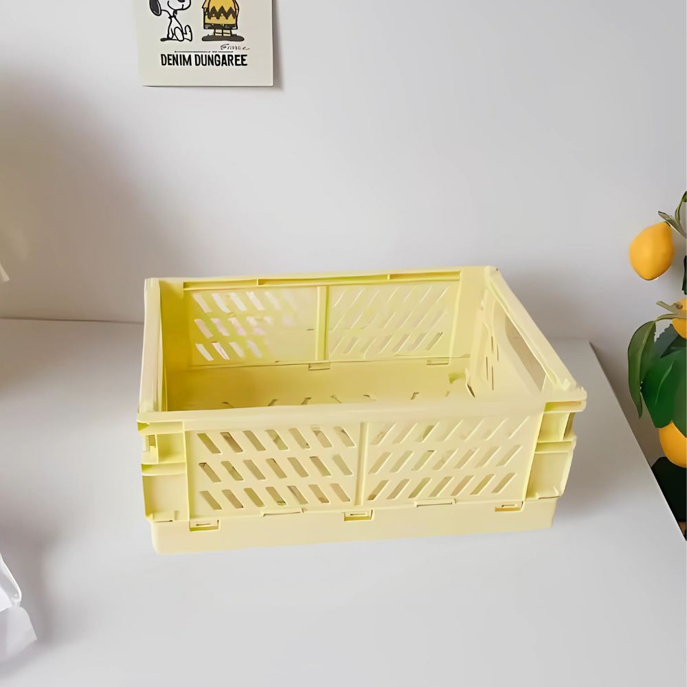 Пластиковый органайзер, складная корзина для хранения, контейнер  с ручками, 15×9.8×5.7см, цвет бежевый Каменец-Подольский - изображение 1