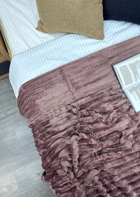 Плед-покривало смужка Шарпей 200х225 см (+-10см) Темно-пудровий (87-152) Київ - фото 2