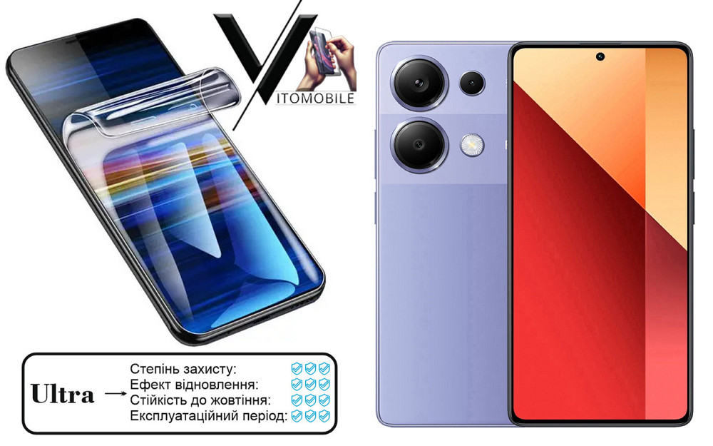 Поліуретанова плівка Ultra для Xiaomi Redmi Note 13, Redmi Note 13 5G – мінімальна товщина, максимальний захист! Київ - фото 1