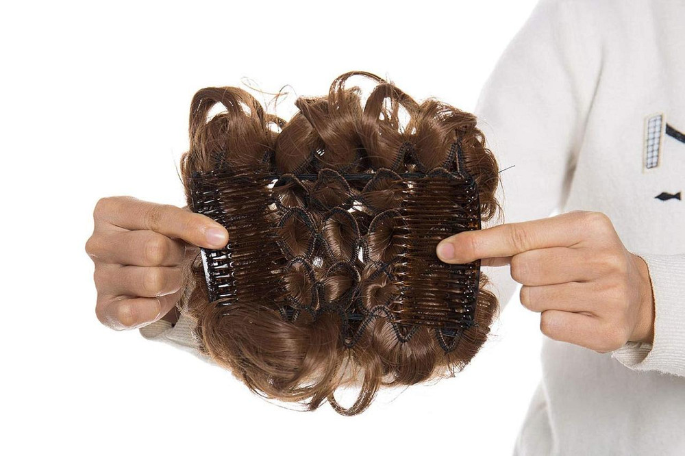 Шиньйон-хвіст Combs Hepburn світло-коричневий накладний хвіст пряме термостійке волосся 80 г Київ - фото 7