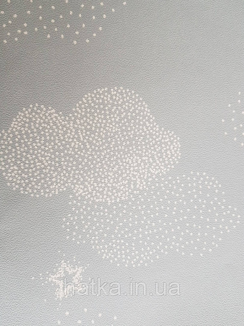 Шпалери флізелінові дитячі Lutece Tartine et Chocolat небо хмари хмари зорі місяць білі на сіро блакитному Київ - фото 4