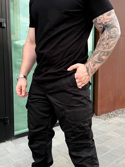 Військові штани чорні ріп-стоп літні ЗСУ, тактичні чоловічі армовані штани для бойових задач і тренувань Львів - фото 9