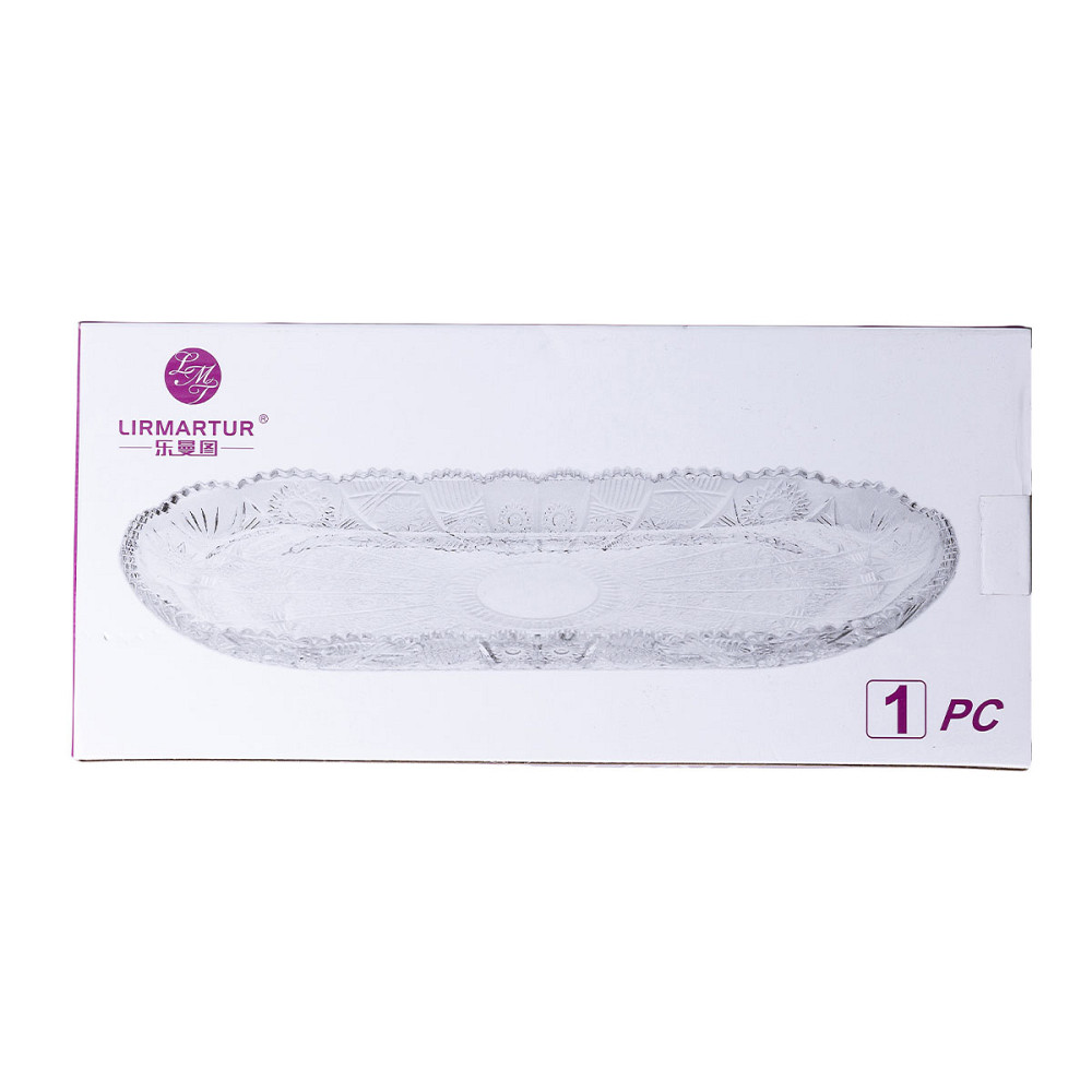 Yiwu Сервірувальне блюдо для подачі закусок 33.5х15х2 см скляне овальне HP-YH-25 Киев - изображение 3