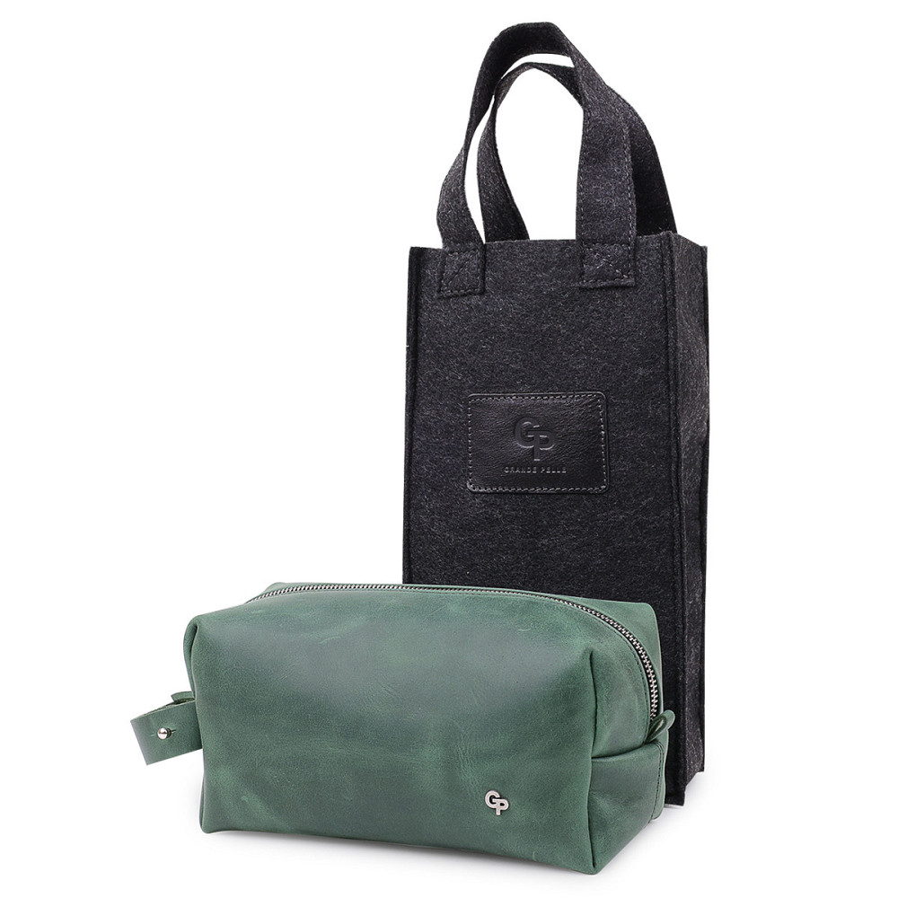 Кожаная косметичка унисекс GRANDE PELLE 11573 Зеленый Киев - изображение 5