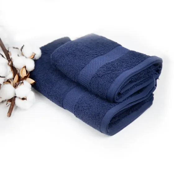 Синій рушник махровий 50 90 см бавовна банний ТЕП лицьовий 100 cotton з петелькою «Honey» Dark Blue Одеса