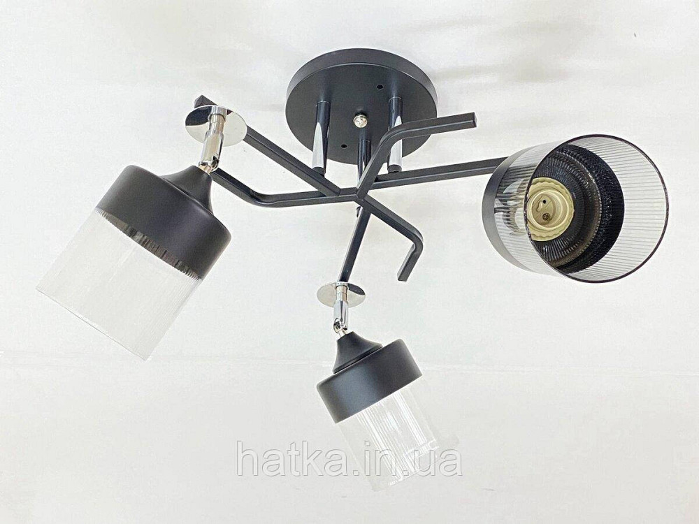 Стельова Люстра на 3 плафони VALESO 6973A/3 (Чорний+Хром) Київ - фото 1