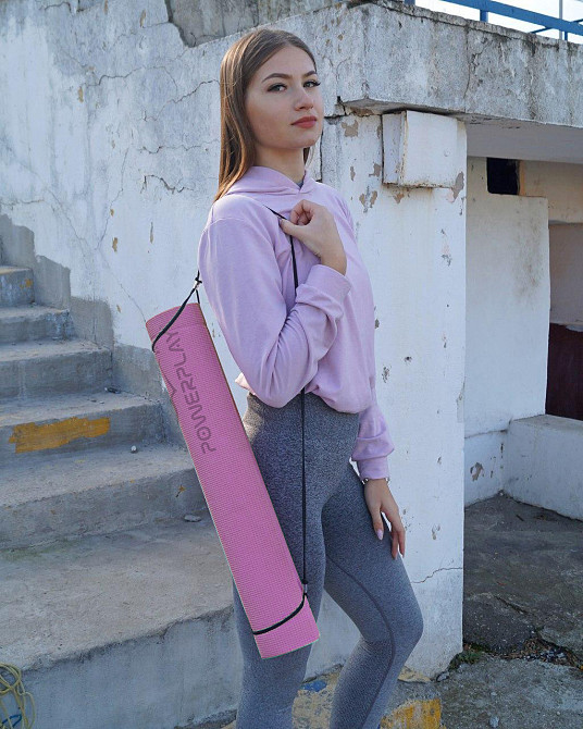 Килимок для йоги та фітнесу PowerPlay 4010 PVC Yoga Mat Рожевий (173x61x0.6) Кам'янське - фото 7