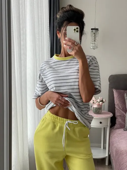 Женский хлопковый комплект (футболка + брюки) повседневная комфортная базовая одежда Одесса - изображение 9