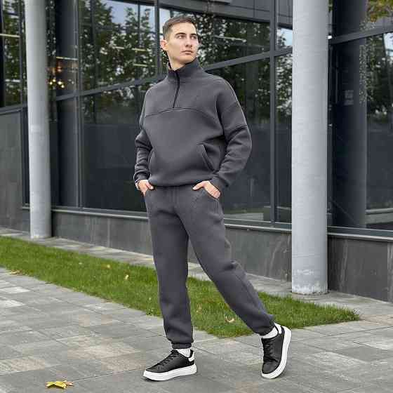 Комплект штани та кофта Pobedov Grand ЗИМА. Темно-сірий спортивний костюм Київ