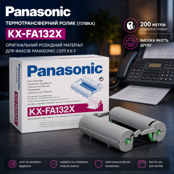 Оригинальный термотрансферный ролик (пленка) Panasonic KX-FA132X для факсов серии KX-F, 200 метров Киев