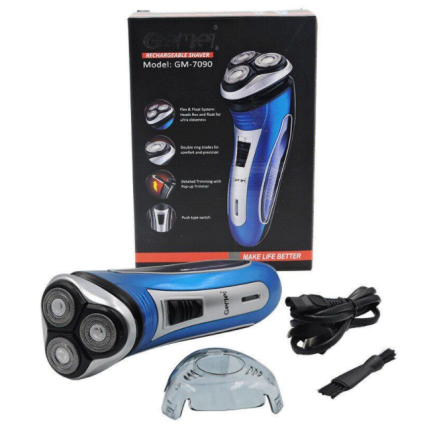 Електробритва GEEMY GM-7090 з трьома плаваючими головками, сухе гоління, триммер, автономність 90 хв Одеса