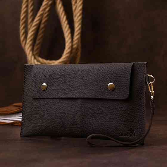 Шкіряна матова тревел-косметичка Shvigel 16418 Коричневий Київ