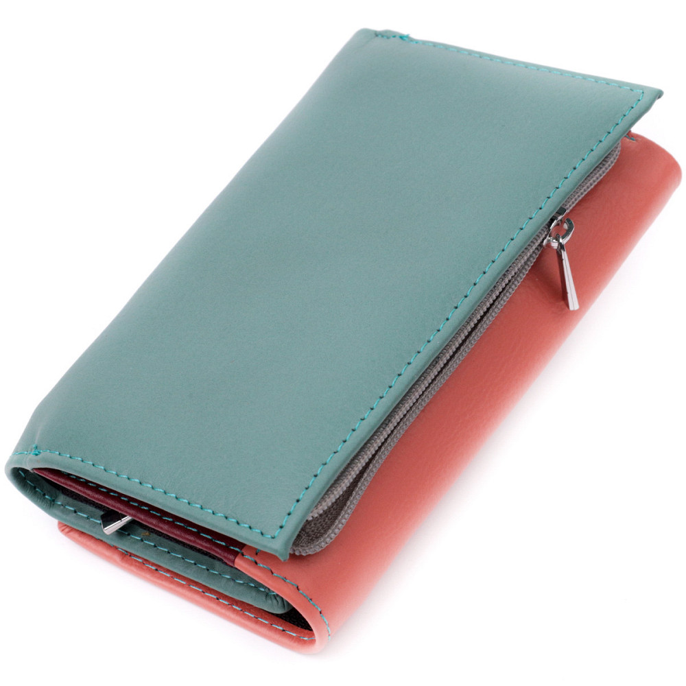 Красивий жіночий шкіряний гаманець у три складання ST Leather 19441 Різнокольоровий Київ - фото 5